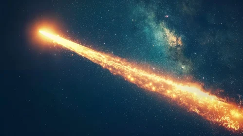Fiery Comet in Starry Sky - Astronomical Wonder