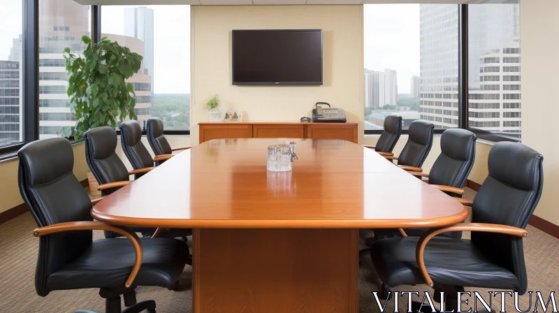 AI ART Modern Conference Room with City Skyline View