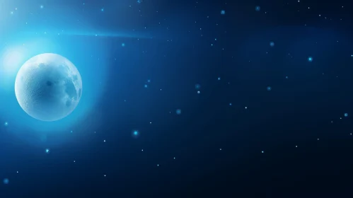 Night Sky with Full Moon and Stars