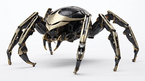 Steampunk Spider 3D Render - Black and Gold
