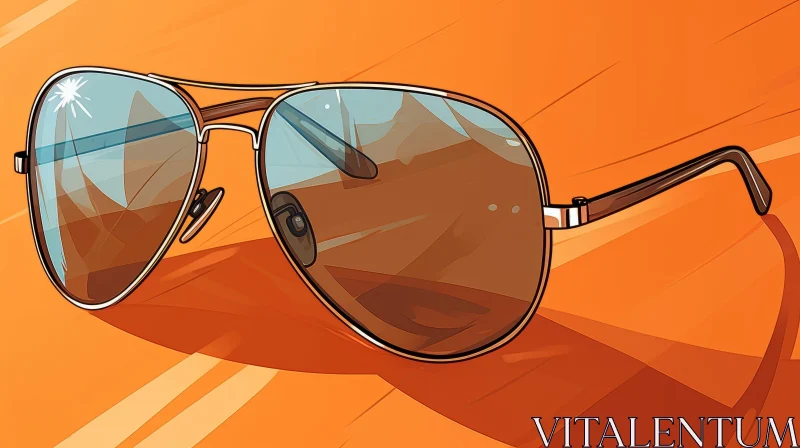 Aviator Sunglasses on Orange Background AI Image
