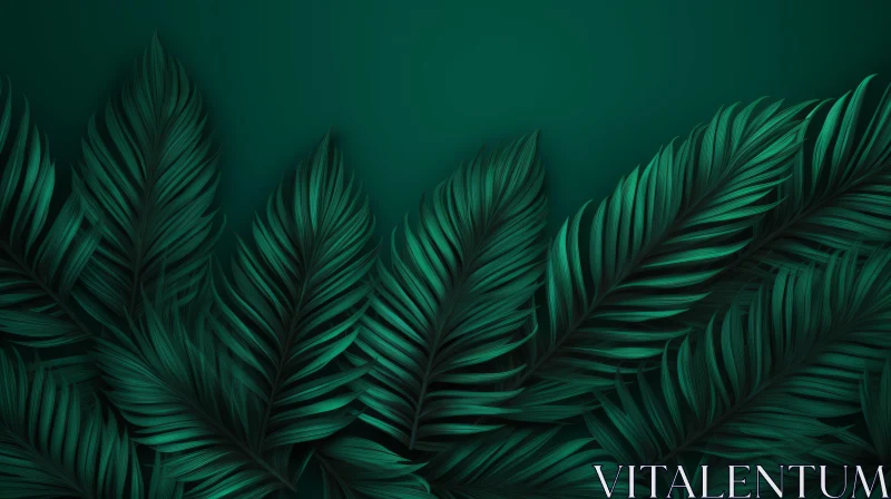 Dark Green Palm Leaves Background for Summer Projects AI Image
