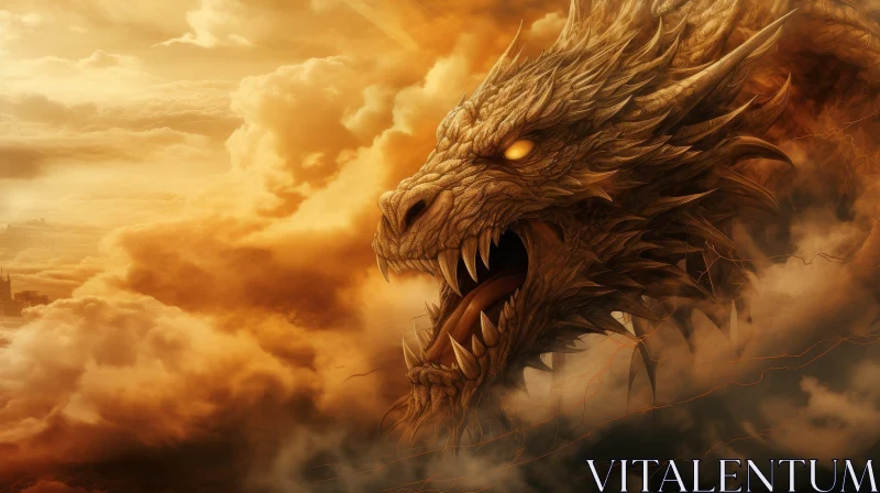 Dragon's Head Digital Painting - Fantasy Illustration AI Image
