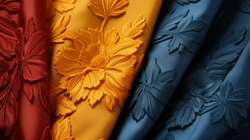 Embossed Floral Fabric Trio - Close-Up View