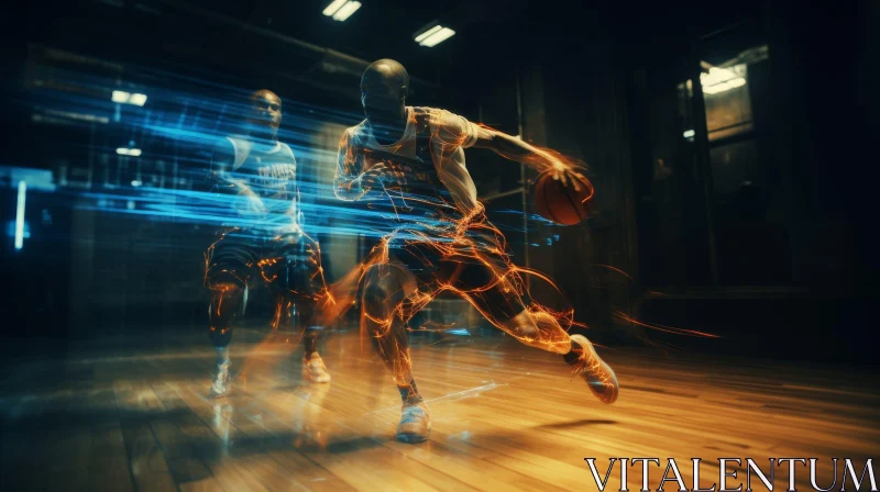 Intense Basketball Player Action AI Image