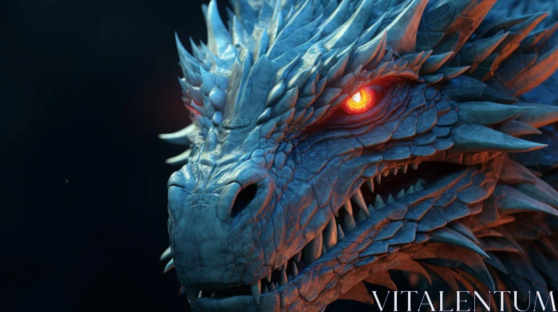 AI ART Majestic Blue Dragon 3D Rendering - Enchanting Fantasy Art