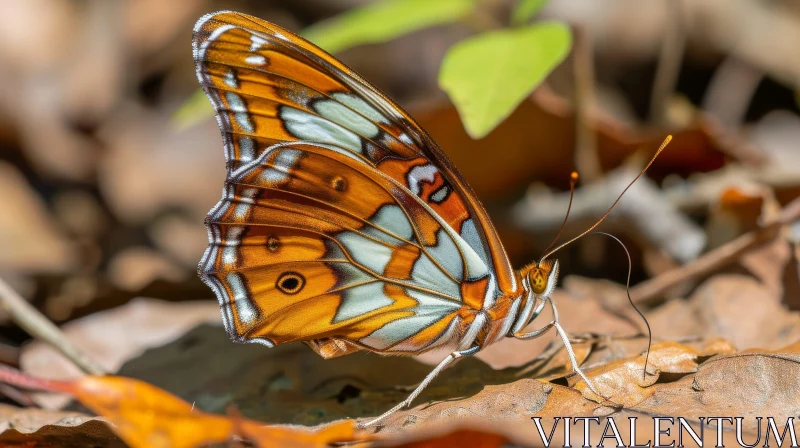 Orange and White Butterfly on Brown Leaf - Nature Image AI Image