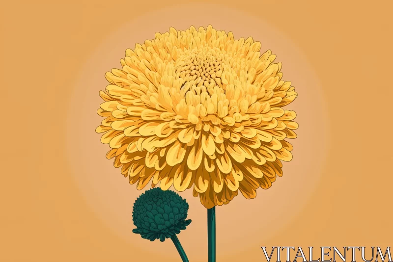 Sculpted Chrysanthemum Illustration - Bold Chromaticity and Surrealistic Elements AI Image