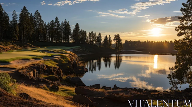AI ART Serene Golf Course Dawn Landscape