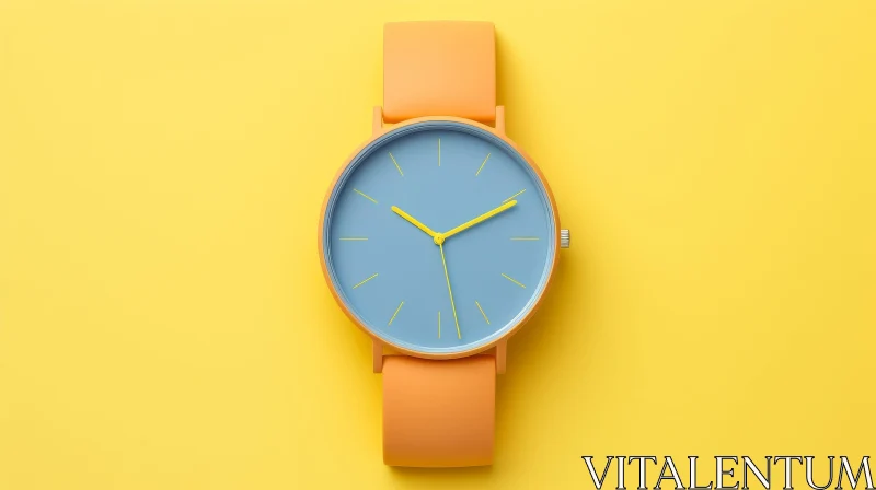 AI ART Stylish Orange Wristwatch with Blue Dial