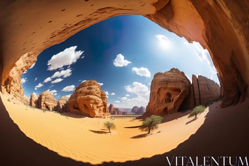 Captivating Desert Landscape with Transparent Window | Nature Photography AI Image