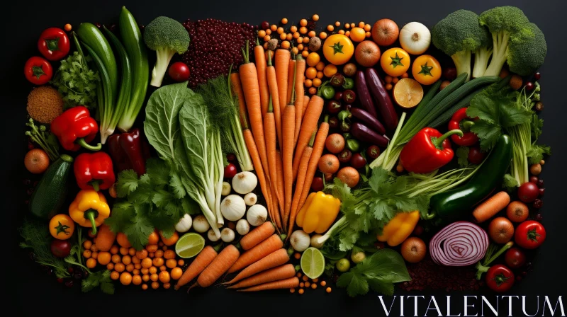 Colorful Fresh Vegetables on Black Background AI Image