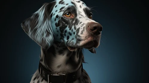 Dalmatian Dog Portrait in Blue Background