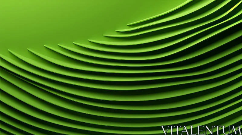 AI ART Green Waves Abstract Background - 3D Rendering