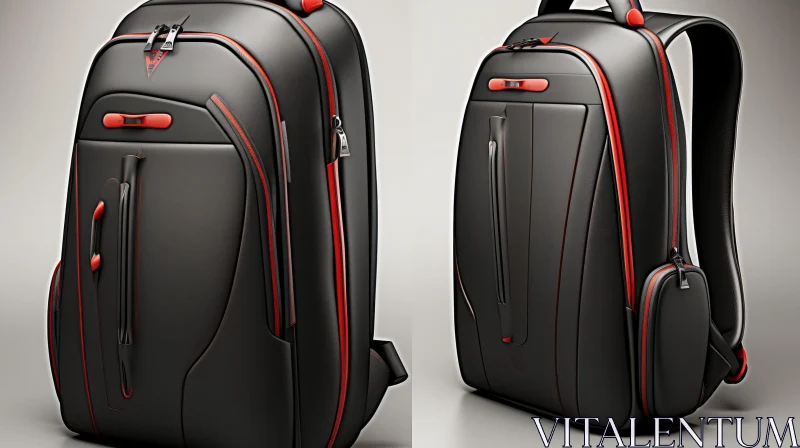 Modern Black and Red Backpack | Futuristic Design | 3D Rendering AI Image