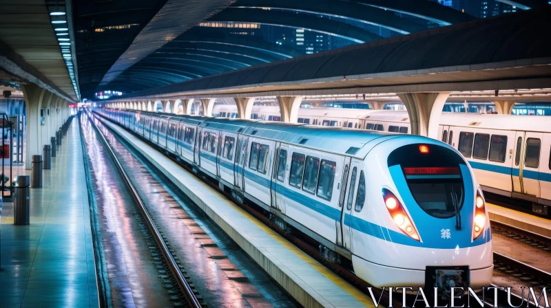 AI ART Modern Underground Train Station with High-Speed Arrival