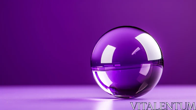 Purple Glass Ball Reflection on Surface AI Image