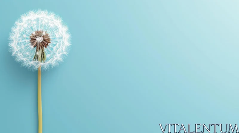 AI ART Realistic Dandelion Flower on Blue Background