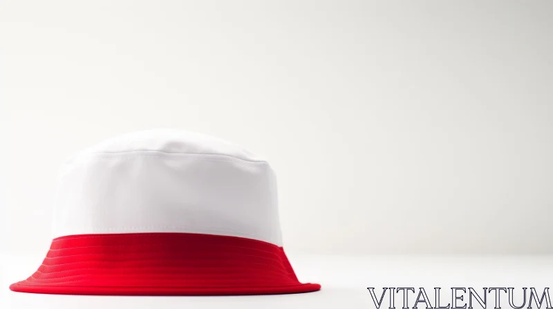 Red and White Cotton Bucket Hat on White Background AI Image