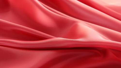 Red Silk Fabric with Soft Folds - Textured Close-up Shot