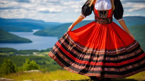 Traditional Norwegian Woman in Folk Costume