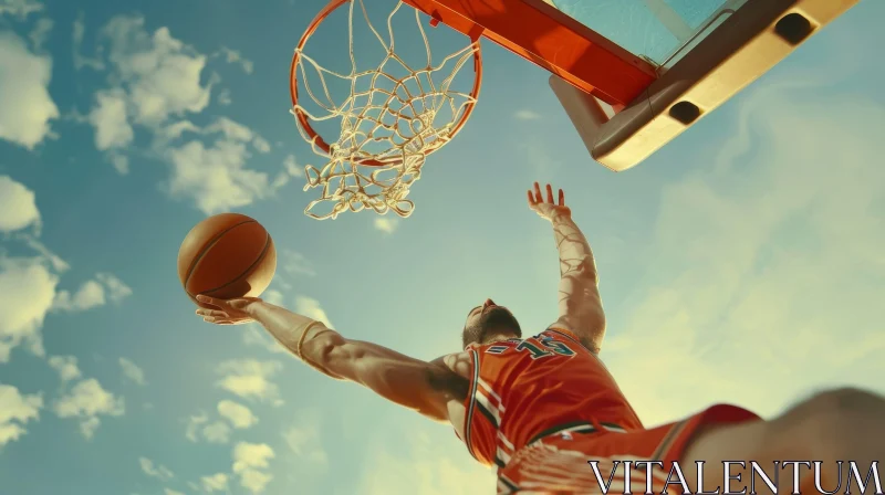 Basketball Player Scoring Mid-Air Jump Shot AI Image