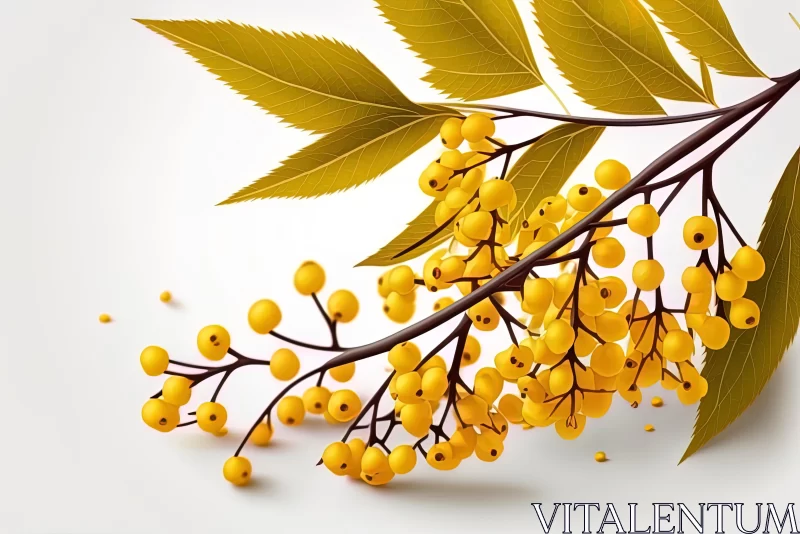 Captivating Elderberry Tree with Golden Berries and Leaves - Hyper-Realistic Animal Illustration AI Image