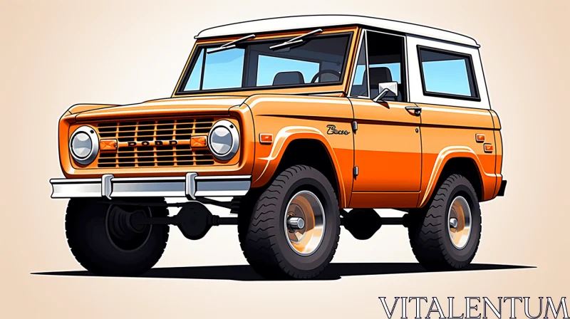 Captivating Orange Ford Bronco Car Drawing - Detailed Perfection AI Image