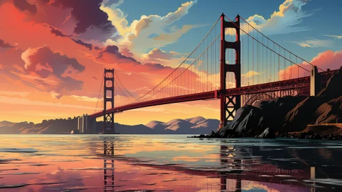 Golden Gate Bridge Painting at Sunset