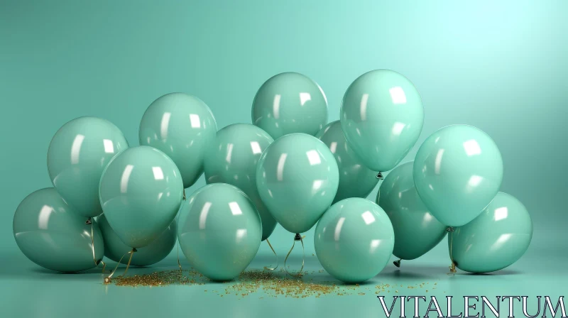 AI ART Green Balloons Clustered 3D Rendering