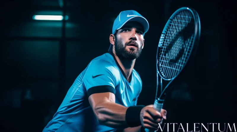 AI ART Professional Tennis Player Portrait - Action Shot