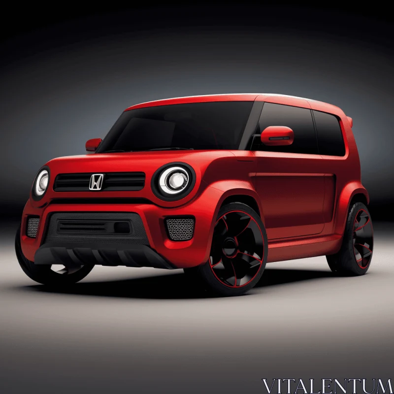 Red Honda Element Electric Car Concept - Futuristic Design AI Image