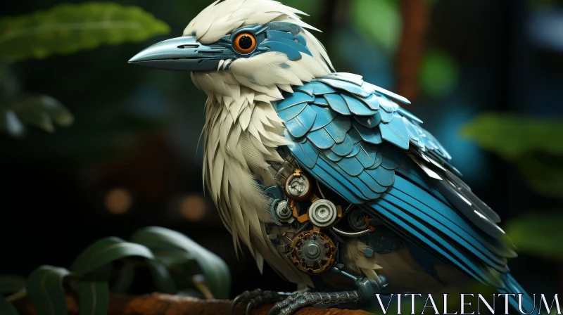 Blue and White Kookaburra 3D Rendering AI Image