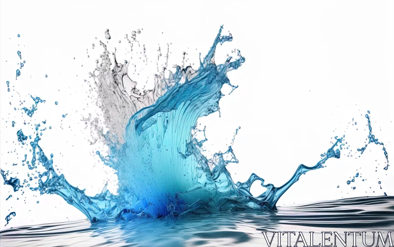 Captivating Blue Water Splash against White Background - Nature Art AI Image