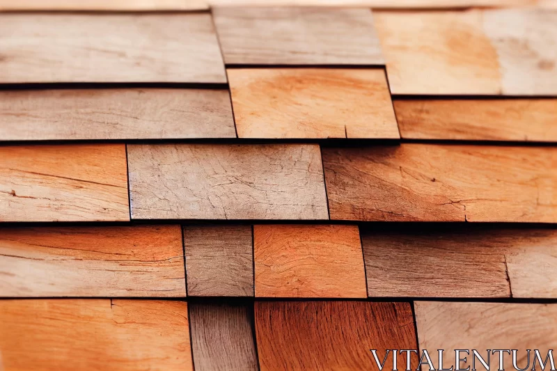 Close-Up of Wooden Block Shingles - Nature-Inspired Composition AI Image