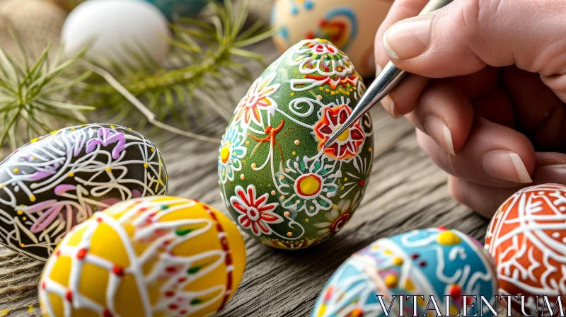 Easter Egg Painting Scene AI Image