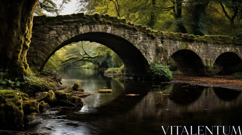 Enchanting Forest River Bridge Landscape AI Image