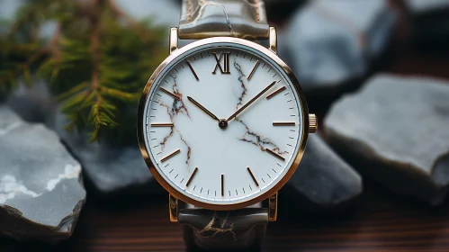 Exquisite Wristwatch Close-up with Roman Numerals