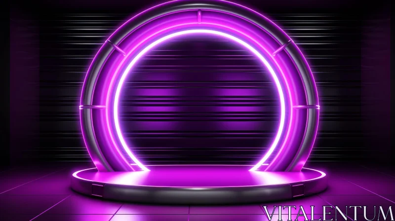 Glowing Purple Neon Circle Abstract Background AI Image