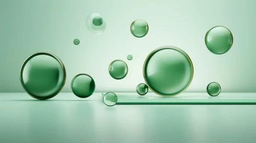 Green Glass Spheres 3D Rendering Background