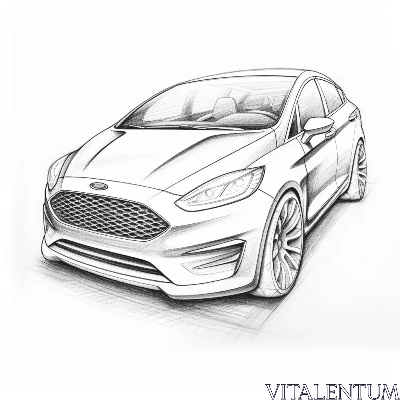 Intricate Penwork Sketch of Ford Focus Concept Car AI Image