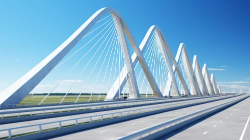 Modern White Concrete Bridge Design in Green Landscape