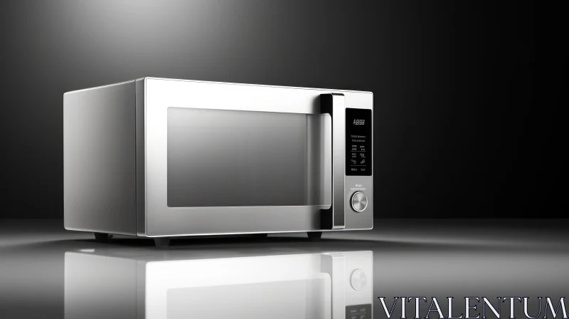 Silver Microwave Oven - Modern Design 3D Rendering AI Image