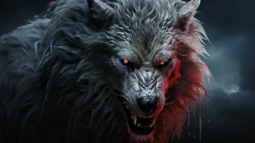Sinister Werewolf in Dark Forest - Digital Painting