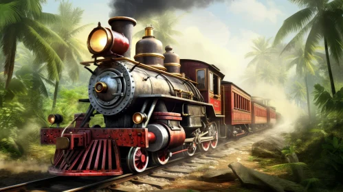 Vintage Steam Locomotive in Jungle - Adventure Speed
