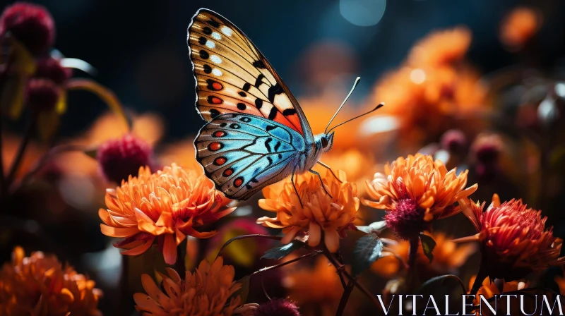 Close-Up Butterfly on Flower in Nature AI Image