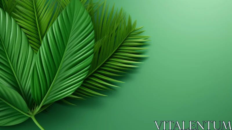 Green Leaf 3D Rendering - Realistic Texture Background AI Image
