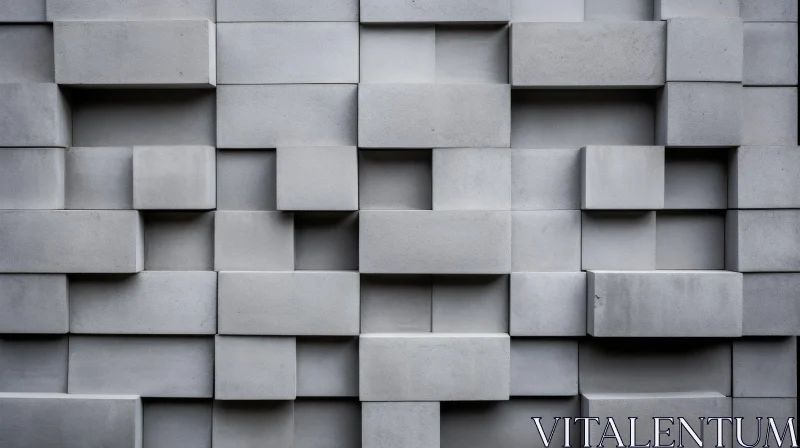 Grey Concrete Wall Texture with Rectangular Protrusions AI Image