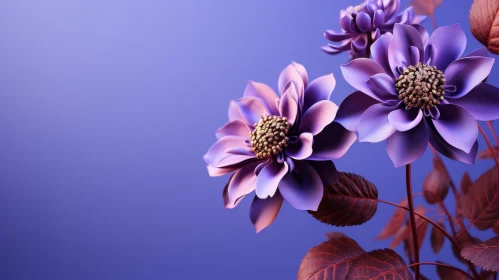 Purple Flowers 3D Rendering - Wallpaper Illustration