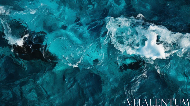 AI ART Tranquil Ocean Surface in Deep Blue - Serene Water Scene